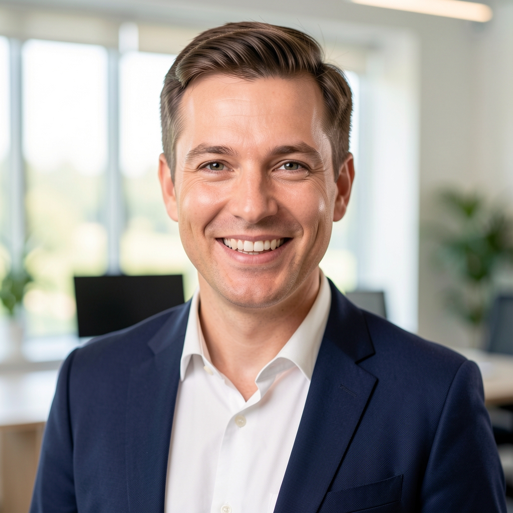 Portrait of a Krenvel editorial team member smiling in a bright office setting